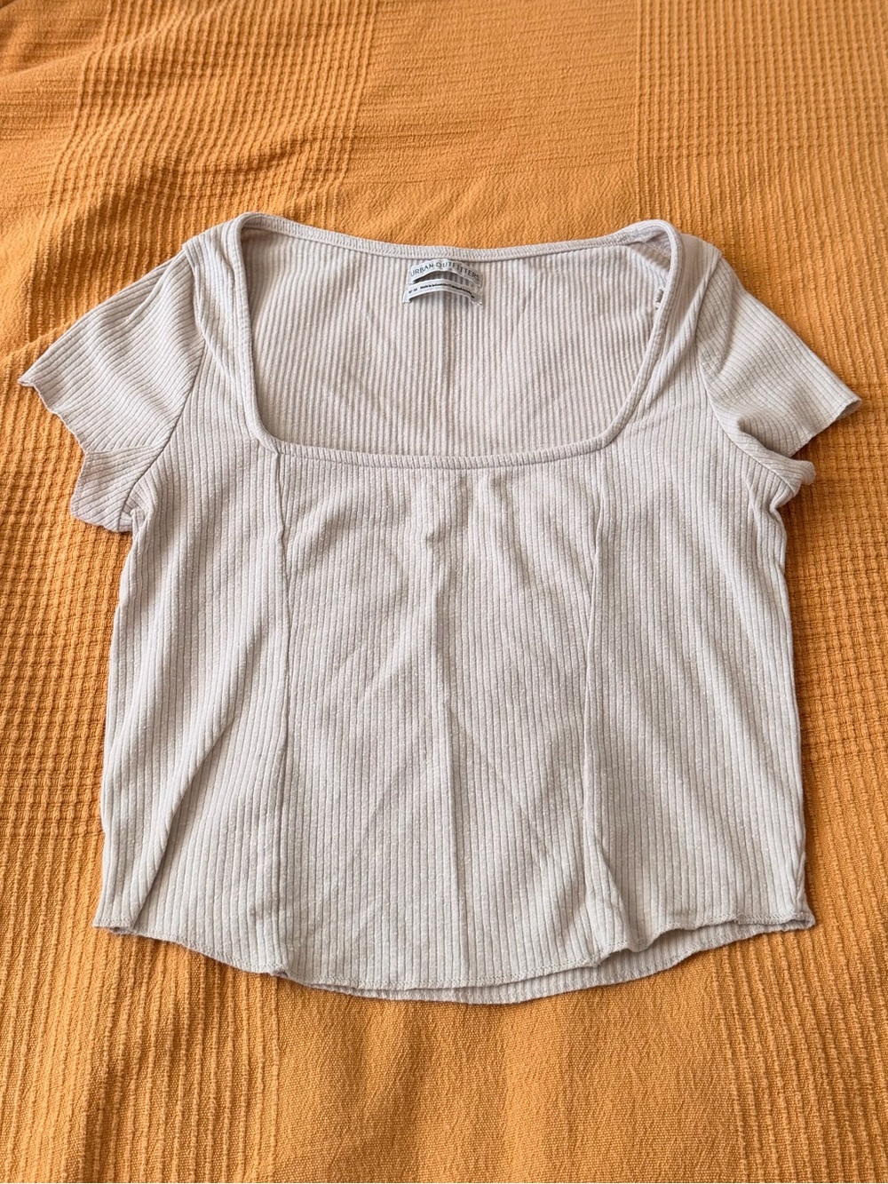 Urban Outfitters Ribbed Scoop Crop Top - Beige